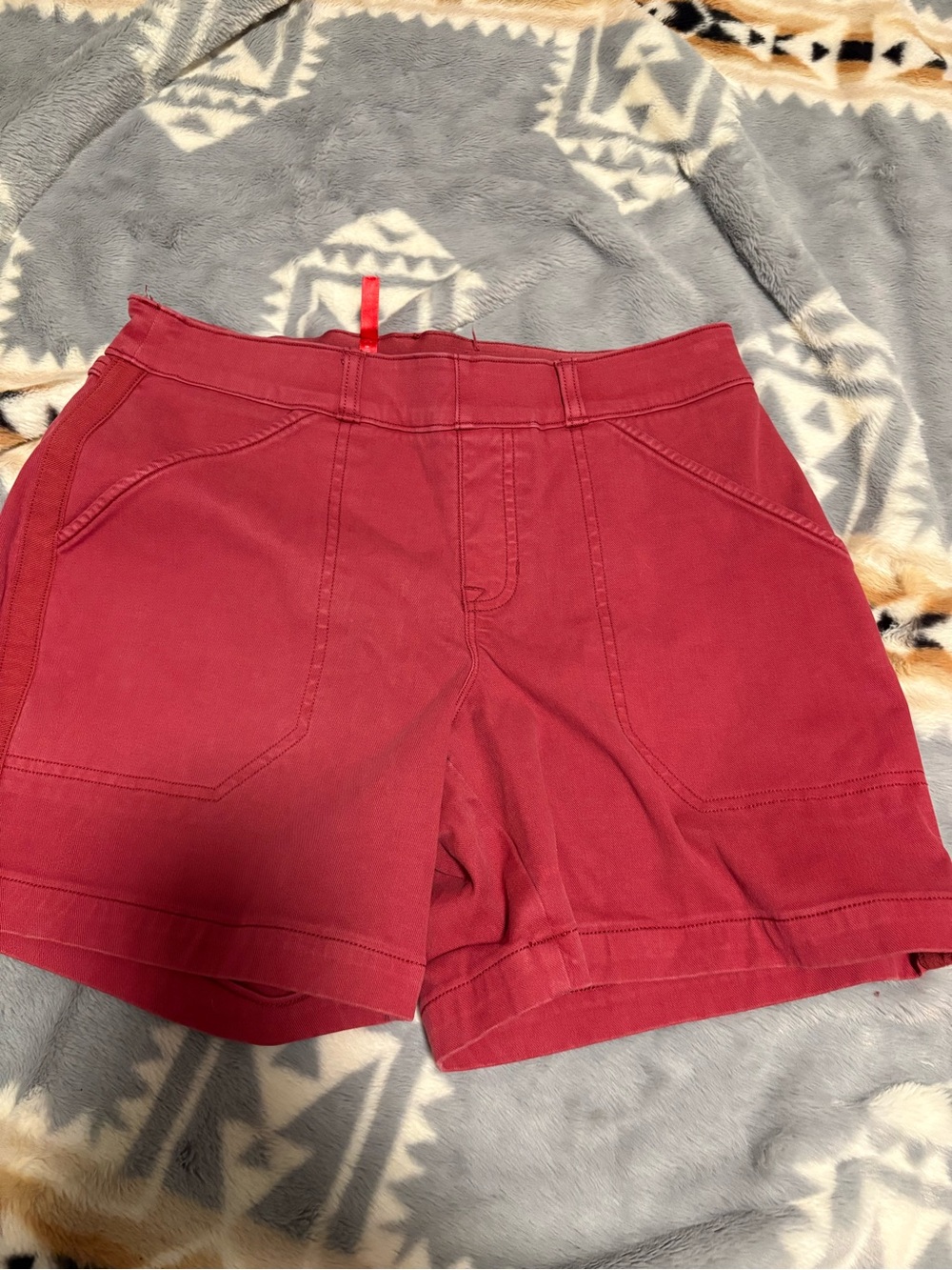 SPANX High-Waist Maroon Casual Shorts